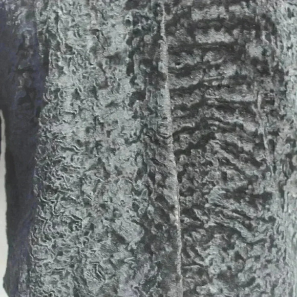 VTG RETRO 1970s Black Retro Swirl  Short Waisted Cocktail Fur Collar Coat Jacket - Picture 4 of 10